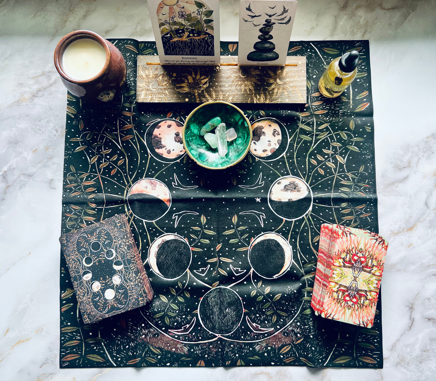 Moonflower Tarot Card Stand Oracle Card Stand Tarot Card Holder Oracle Card Holder Wooden Card Stand