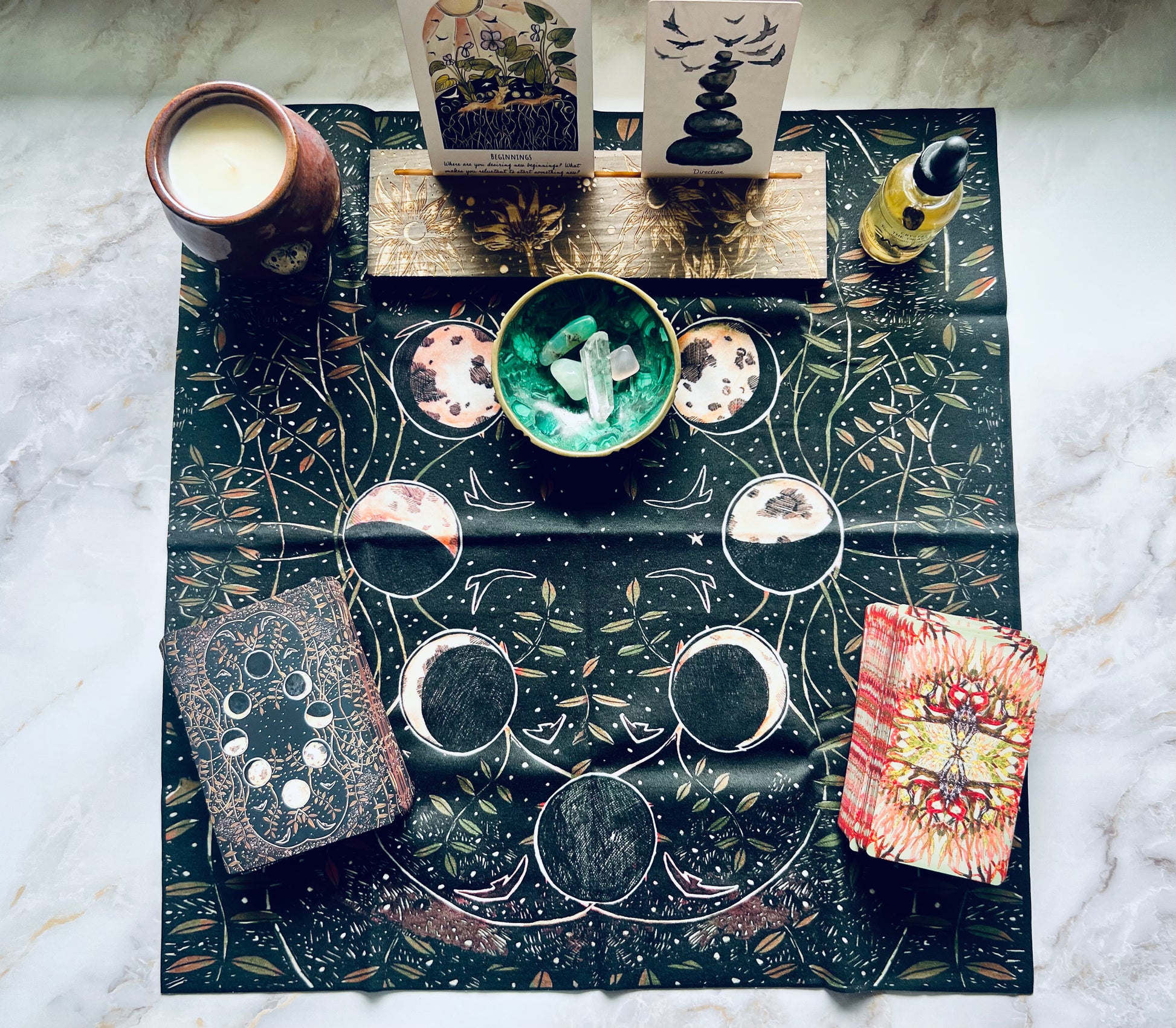 Moonflower Tarot Card Stand Oracle Card Stand Tarot Card Holder Oracle Card Holder Wooden Card Stand