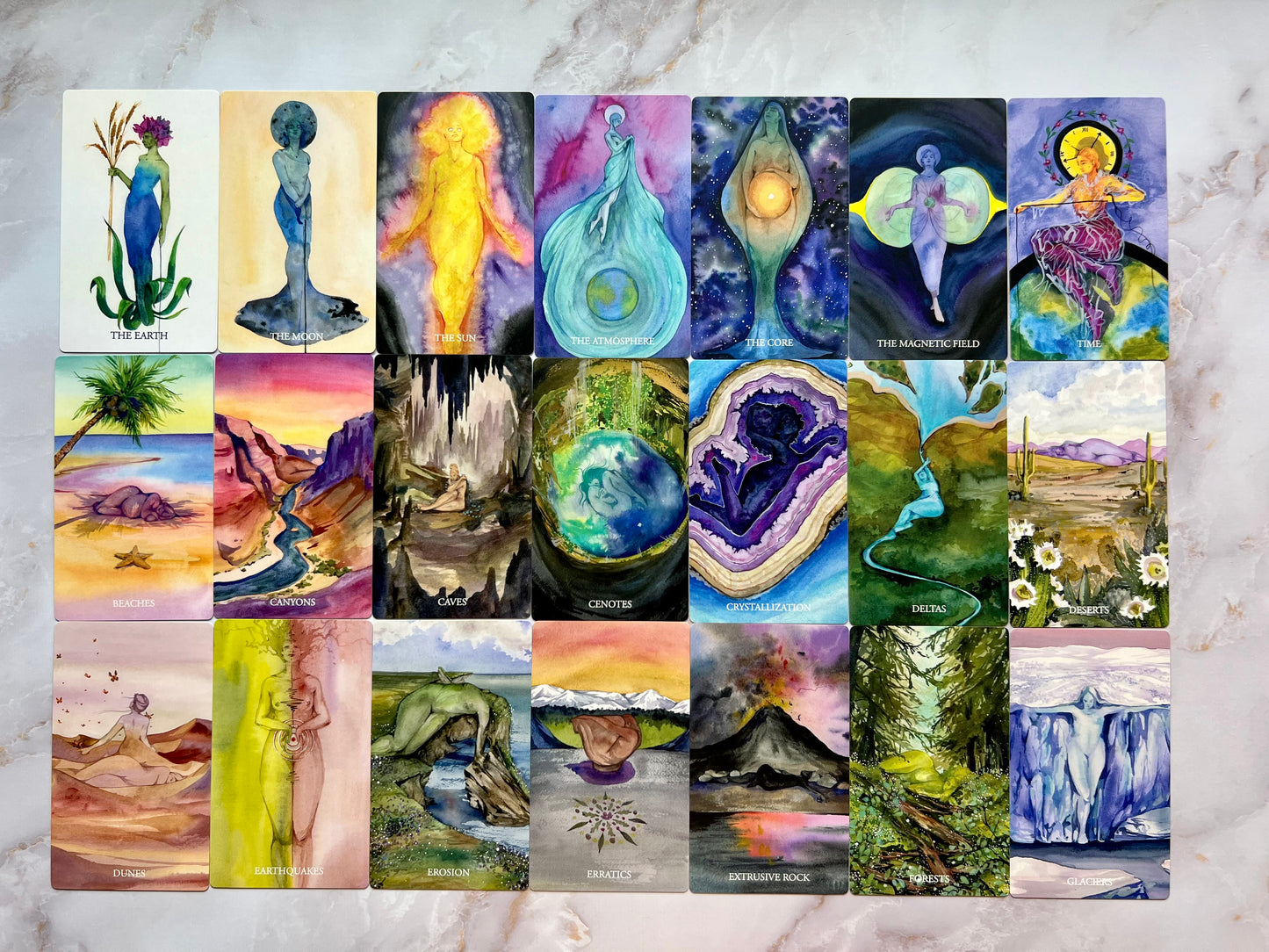 Gaia Lessons from the Earth Oracle Deck Gaia Oracle Deck Gaia Oracle Cards Watercolor Art Oracle Cards Indie Oracle Deck Indie Oracle Cards Indie Decks Indie Deck