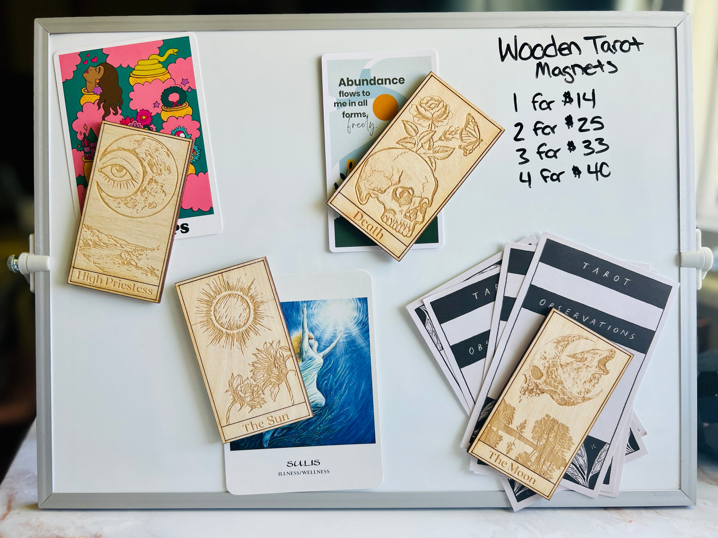 Tarot Deck Card Magnets Wooden Tarot Card Magnets The Moon Tarot Card The Sun Tarot Card High Priestess Tarot Card Death Tarot Card Decks