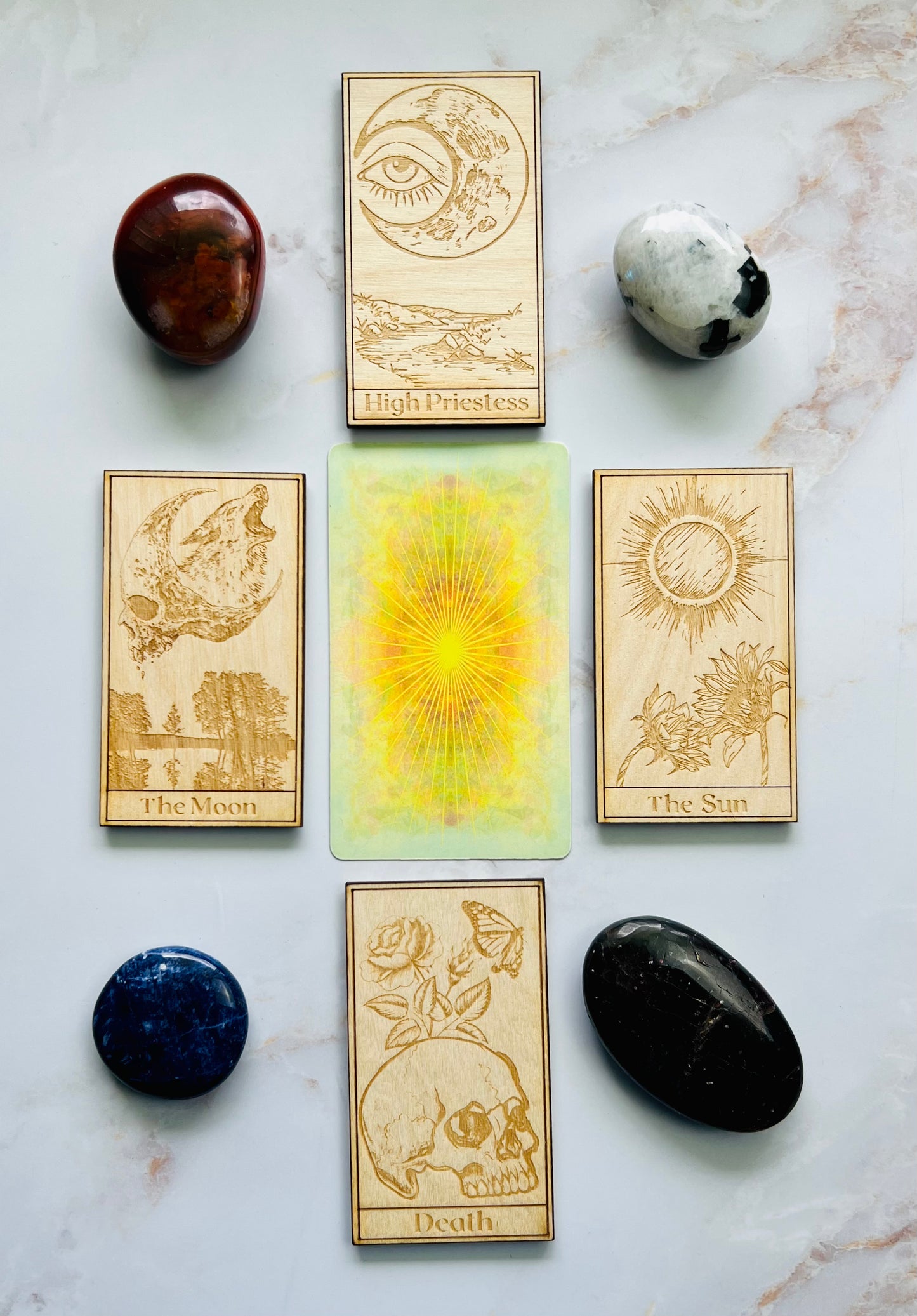 Tarot Deck Card Magnets Wooden Tarot Card Magnets The Moon Tarot Card The Sun Tarot Card High Priestess Tarot Card Death Tarot Card Decks