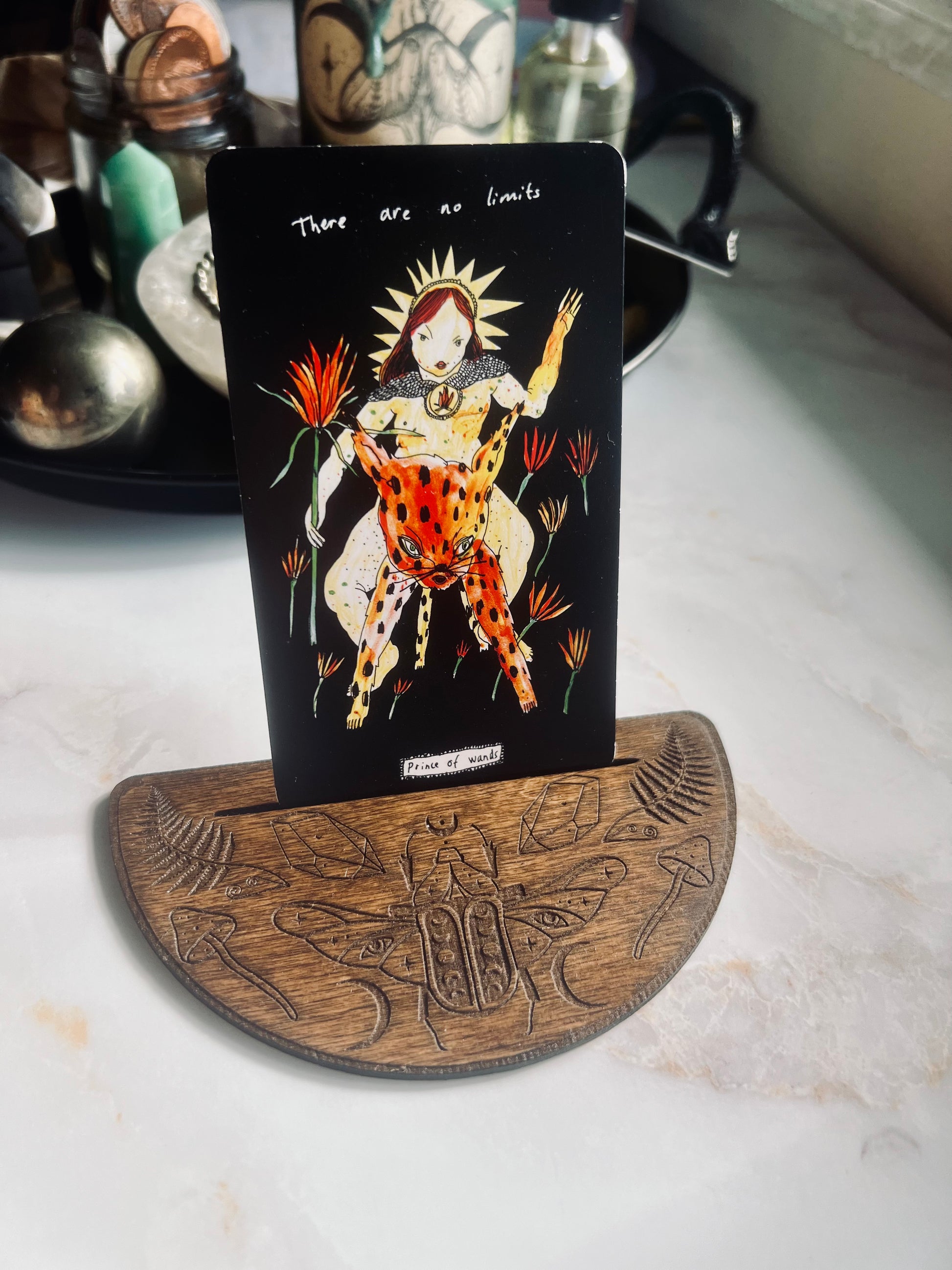 Mystical Beetle Wooden Tarot Card Stand Card of the Day Display Holder
